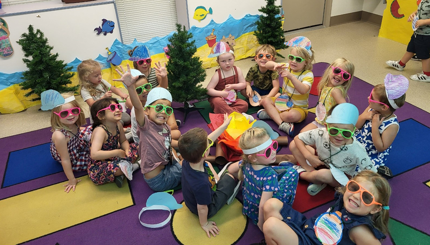 Small group of Challenger preschoolers enjoying Summer Program