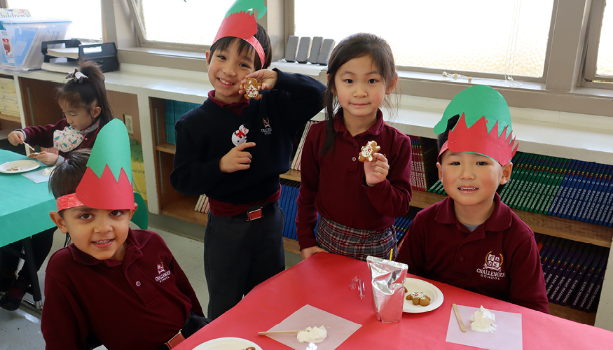 Four Challenger students enjoying Christmas festivities.