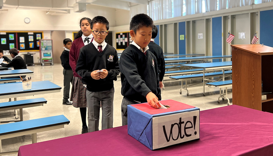Small group of Challenger students voting in the Student Council Elections