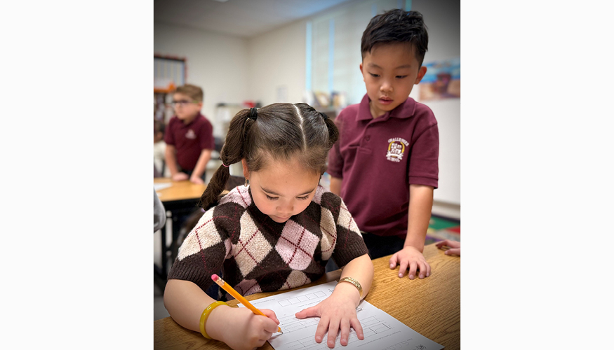 Four-year-old preschooler visiting kindergarten preview